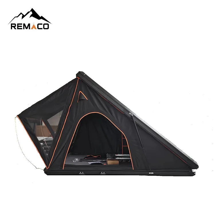 Remaco Outdoor Camping In Stock Hot Sell Triangle Roof Top Tents Hardshell Slim Aluminum Dachzelt Hardtop Car Rooftop Tent