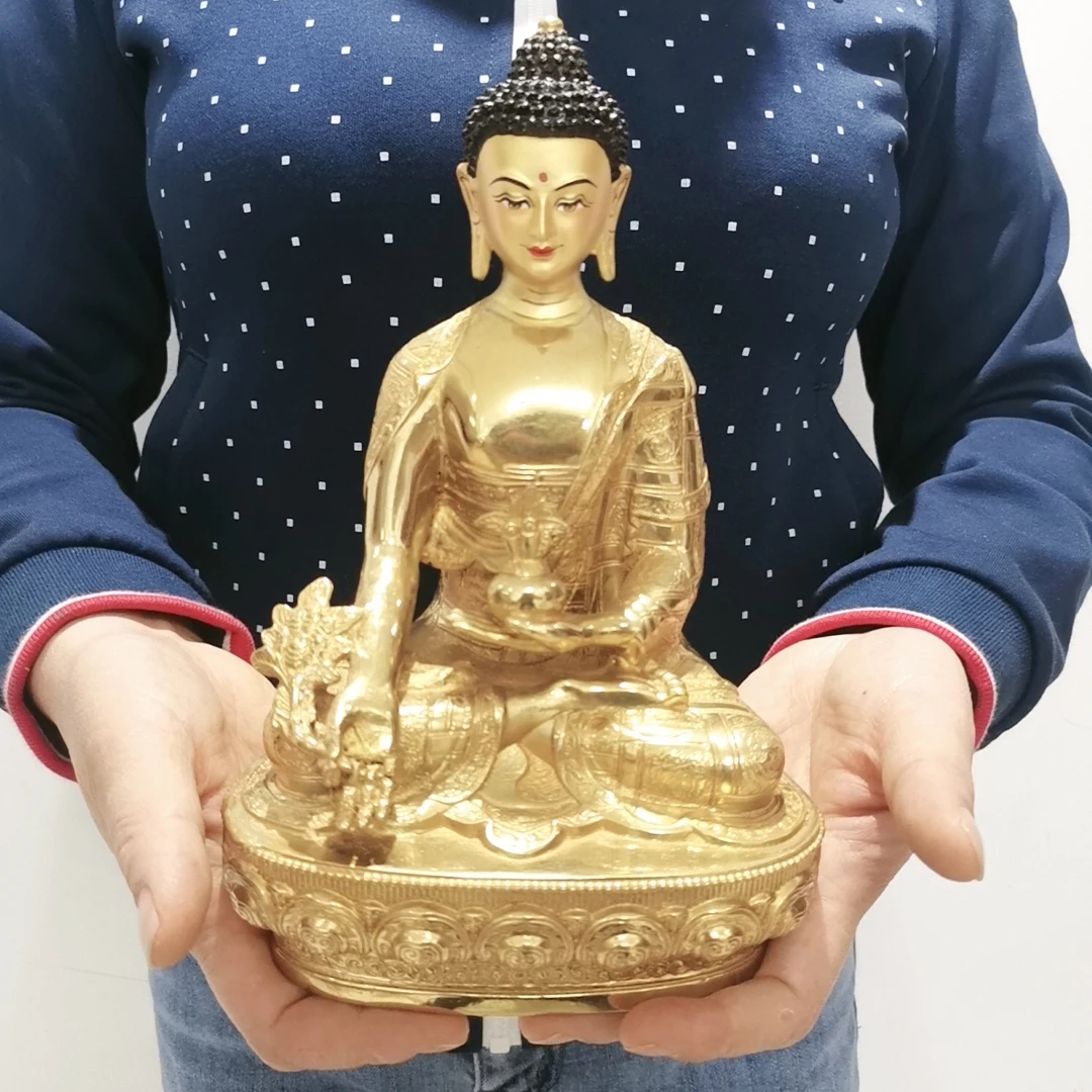 

Wholesale Buddha statue GOOD copper gilding Tathagata Medicine RU LAI Family longevity