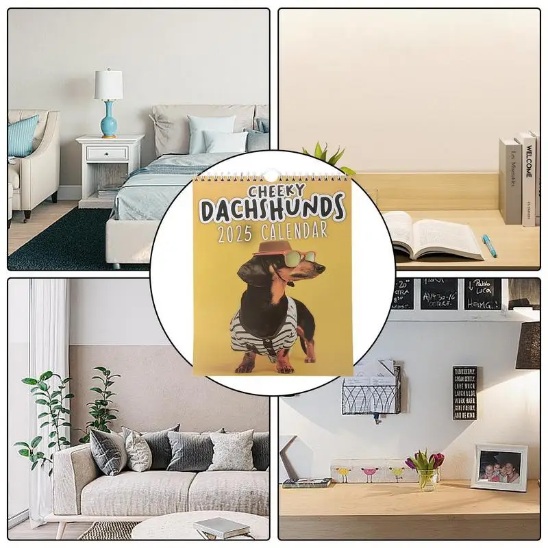 ปฏิทินตลก2025น่ารัก12เดือนปฏิทินสุนัขตกแต่ง2025ปฏิทินทำงานรายเดือนปฏิทินติดผนังสำหรับบ้าน
