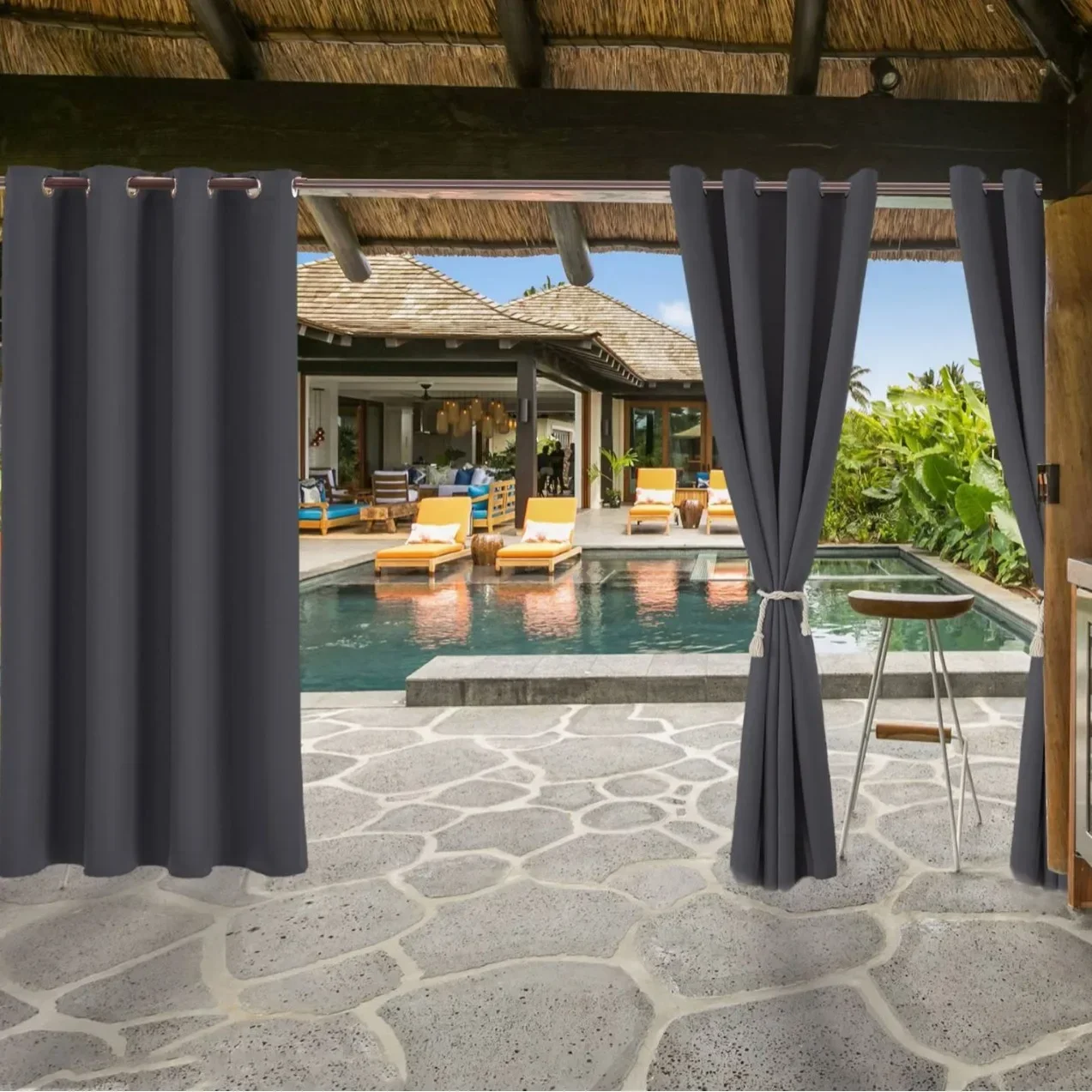 

N5046Outdoor waterproof outdoor pavilion terrace sun protection curtains finished curtains perforated curtains