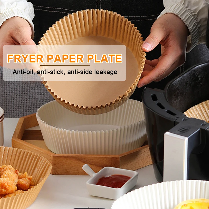 50/100Pcs Air Fryer Disposable Paper 160MM Parchment Liner Paper Steamer Baking Oil-proof Non-stick Paper Kitchen Accessories