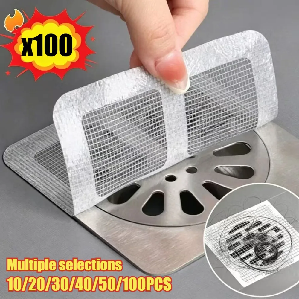 Disposable Shower Drain Hair Catcher Mesh Shower Drain Covers Floor Sink Strainer Filter Hair Stopper For Bathroom Kitchen