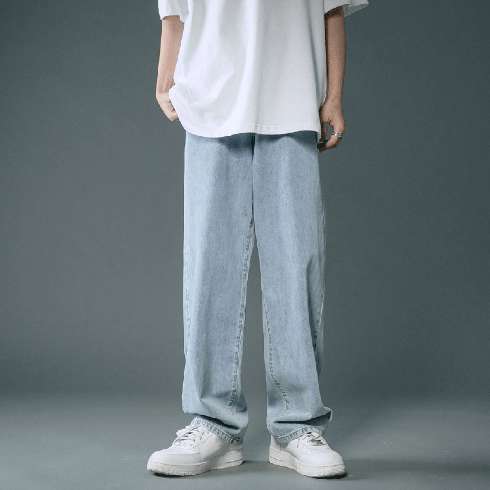 

Men's Jeans Harajuku Straight Baggy Pants Spring Autumn Loose Y2k Streetwear Casual Trousers Japanese Style Youthful Denim Pant