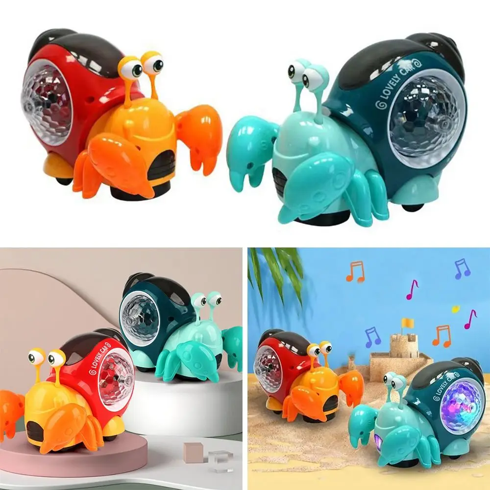 Juguete creativo de cangrejo para gatear de Caracol, juguete Musical interactivo ligero, tiempo de barriga, juguete de baile iluminado