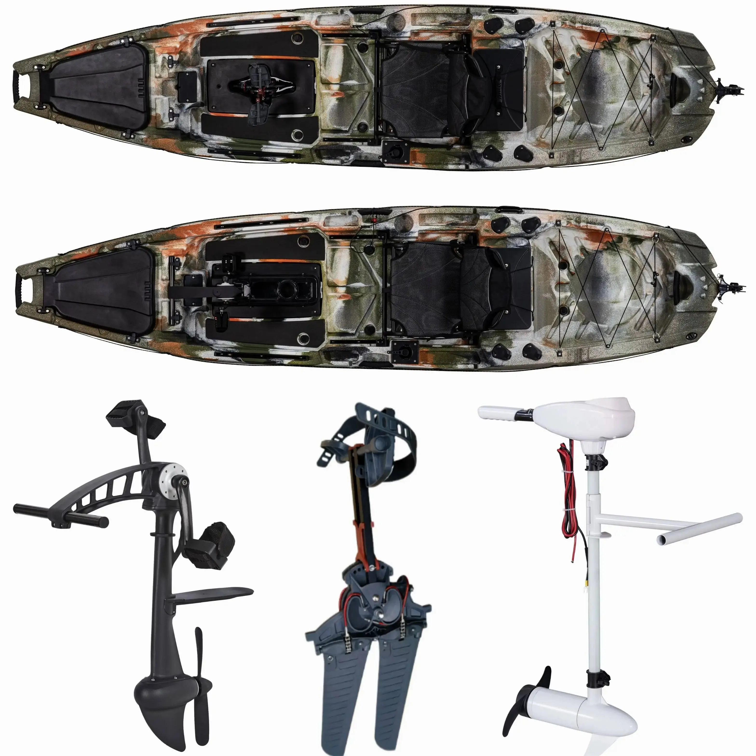 Functional Two Person Sea Fishing Pedal Kayak Available with Flipper Propeller and Trolling Motor