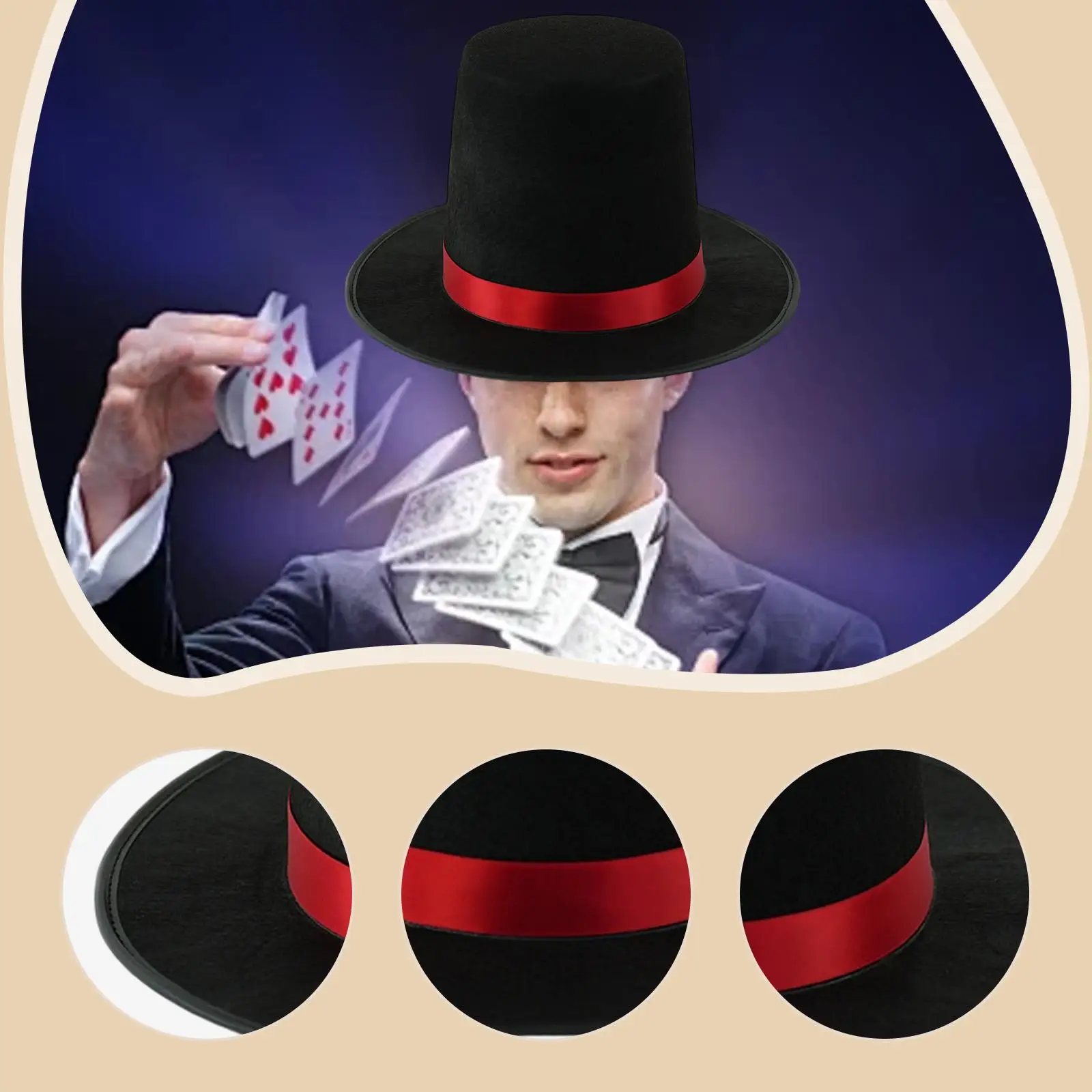 Kapelusz z płaskim wierzchem, ceremonialny, elegancki, kapelusz magika, akcesorium do kostiumu butlera dla mężczyzn i kobiet, na cosplay, karnawał, do klubu nocnego.