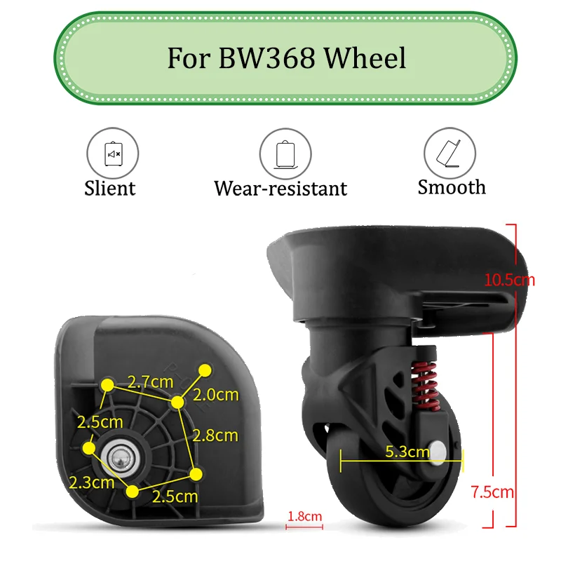 

For BW368 Universal Wheel Replace The Luggage with Quiet Wear-resistant Push-pull Smooth Shock Absorption Replacement Accessory