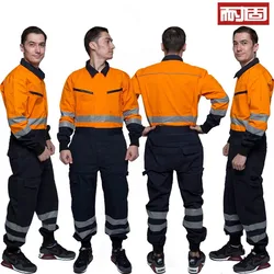 One-Piece Workwear Suit for Men, Pure Cotton, Anti-Static, Reflective Clothing for Workshop, Workwear, One-Piece Overalls, Labor Protection Workwear, Custom-Made