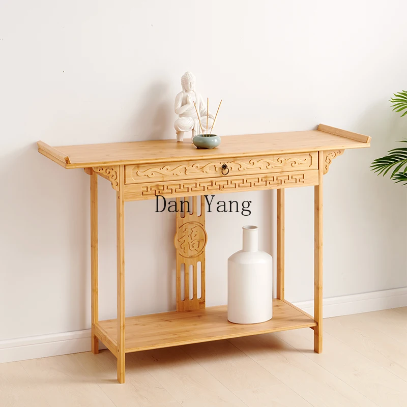 YJ Nanzhu Buddhist niche solid wood strip case offering table incense case household primary color small Buddhist table offering