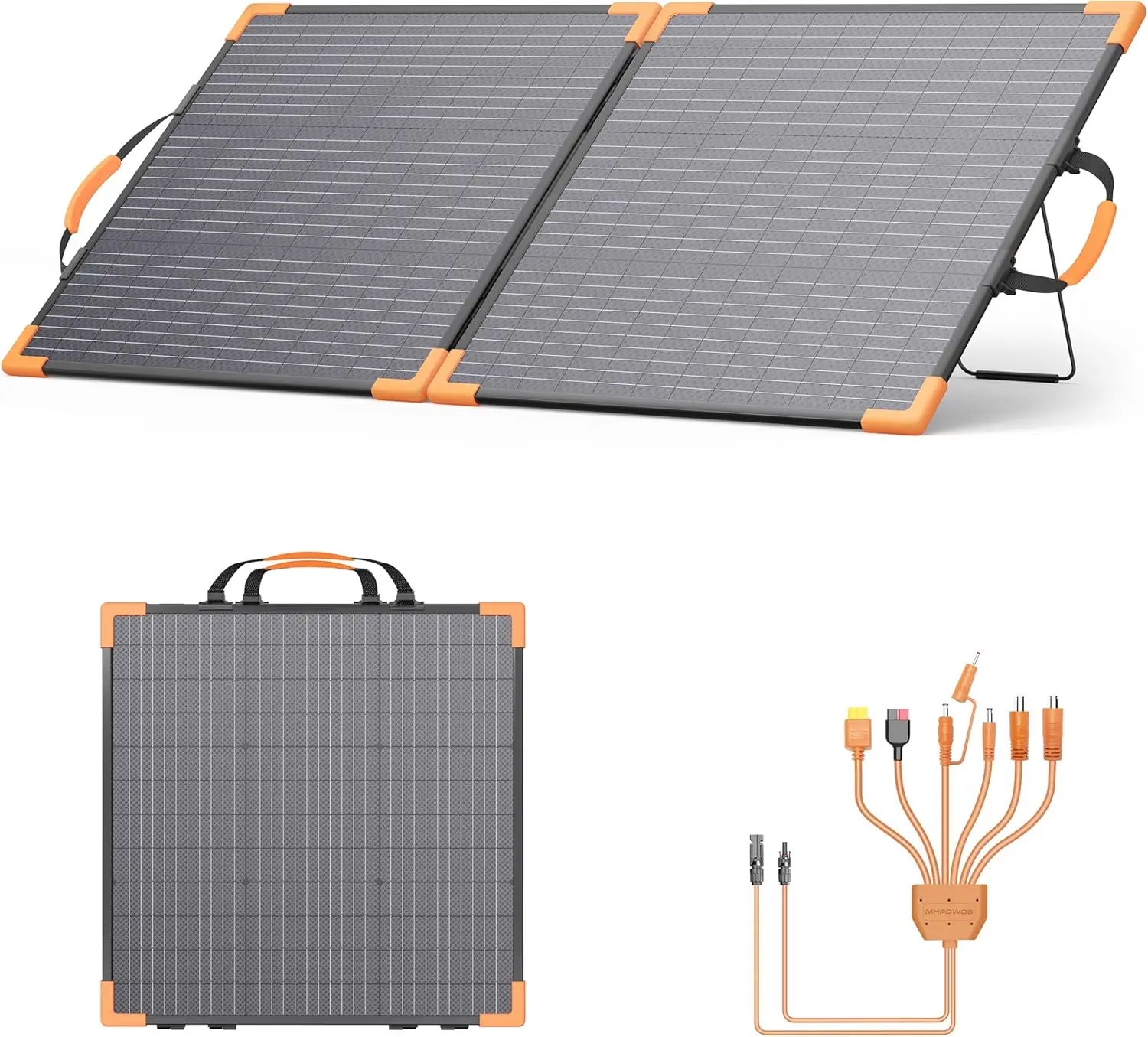 100W Bifacial Portable Solar Panel for Power Station, 20V Foldable Charger, IP68 Waterproof, 23.5% High Efficiency with Kickstands for Camping RV Off-Grid