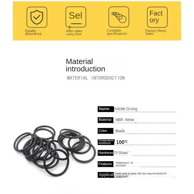 Rubber O-Ring Wire Diameter 1/1.5/1.9/2.4/3.1/3.5mm Oil-Resistant O-Shaped Waterproof Seal Ring