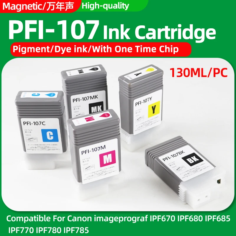 130ML PFI-107 PFI107 PFI 107 Ink Cartridge Compatible For Canon imageprograf IPF670 IPF680 IPF685 IPF770 IPF780 IPF785 Printers