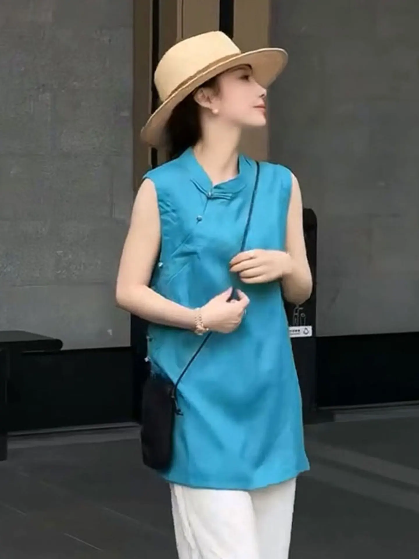 

Ele Chinese Sle Svel Vest Women's Faion Summer 2025 Button up Collarl Top Straight Cut Korean Sle Office Wear