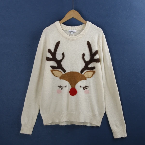 

Вязаный длинный свек с героями мультфильмов, круглый зимний свитер Ne, большие размеры, универсальный утягивающий женский модный повседневный трикотаж