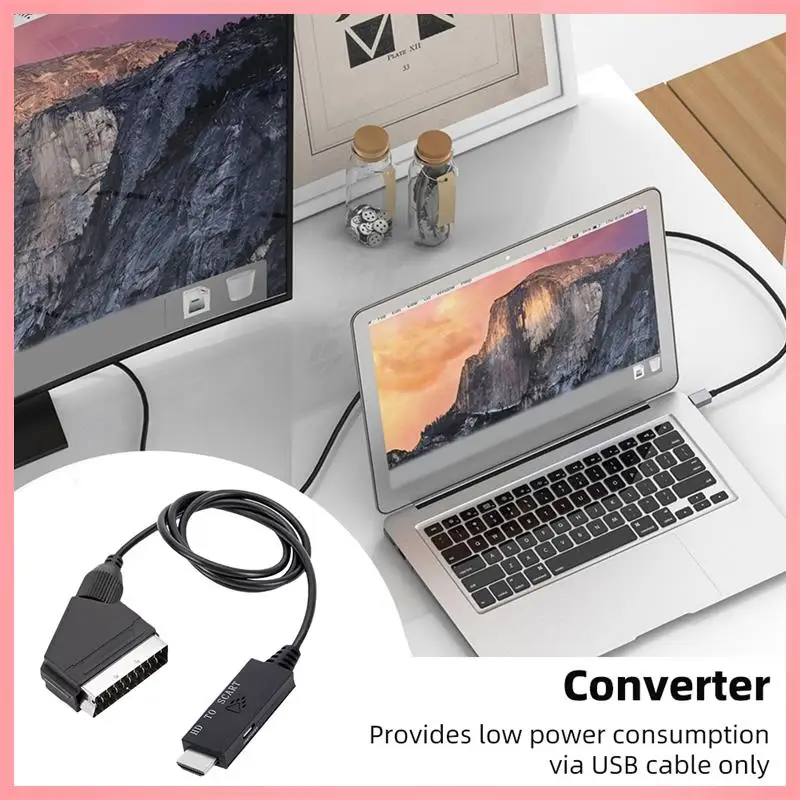 

Y23A-Adapter Cable Low Power Consumption With USB Power Cable -Compatible To Scart Audio Video Adapter Plug And Play Easy To
