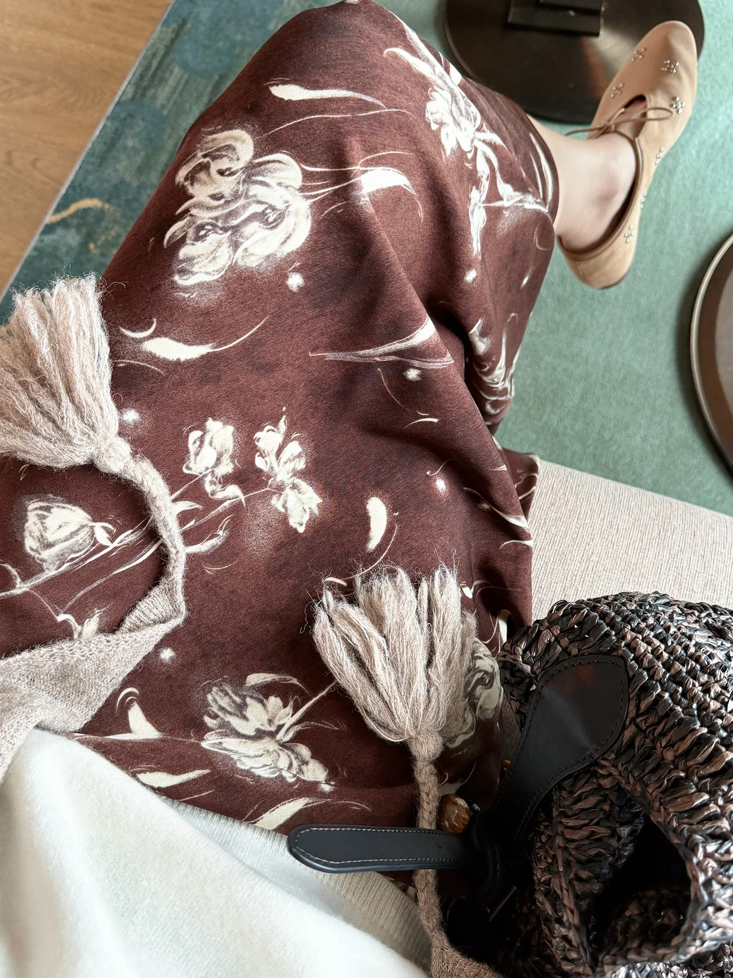 

Японская ретро-юбка Tang You You с весенним принтом, эластичным поясом и разрезом, женская, свободного кроя, из полиэстера, весенняя