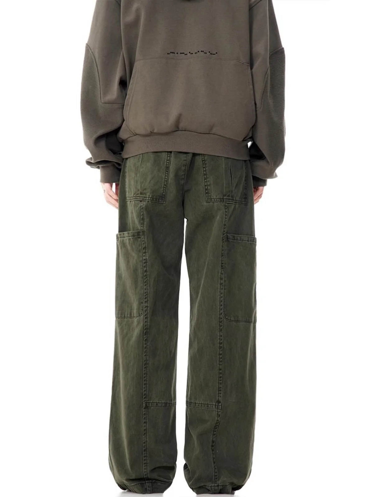 الأمريكية Waed خمر مستقيم الساق ملابس العمل السراويل الأكورديون كيت الجينز فضفاض الرجعية السراويل للرجال والنساء #5