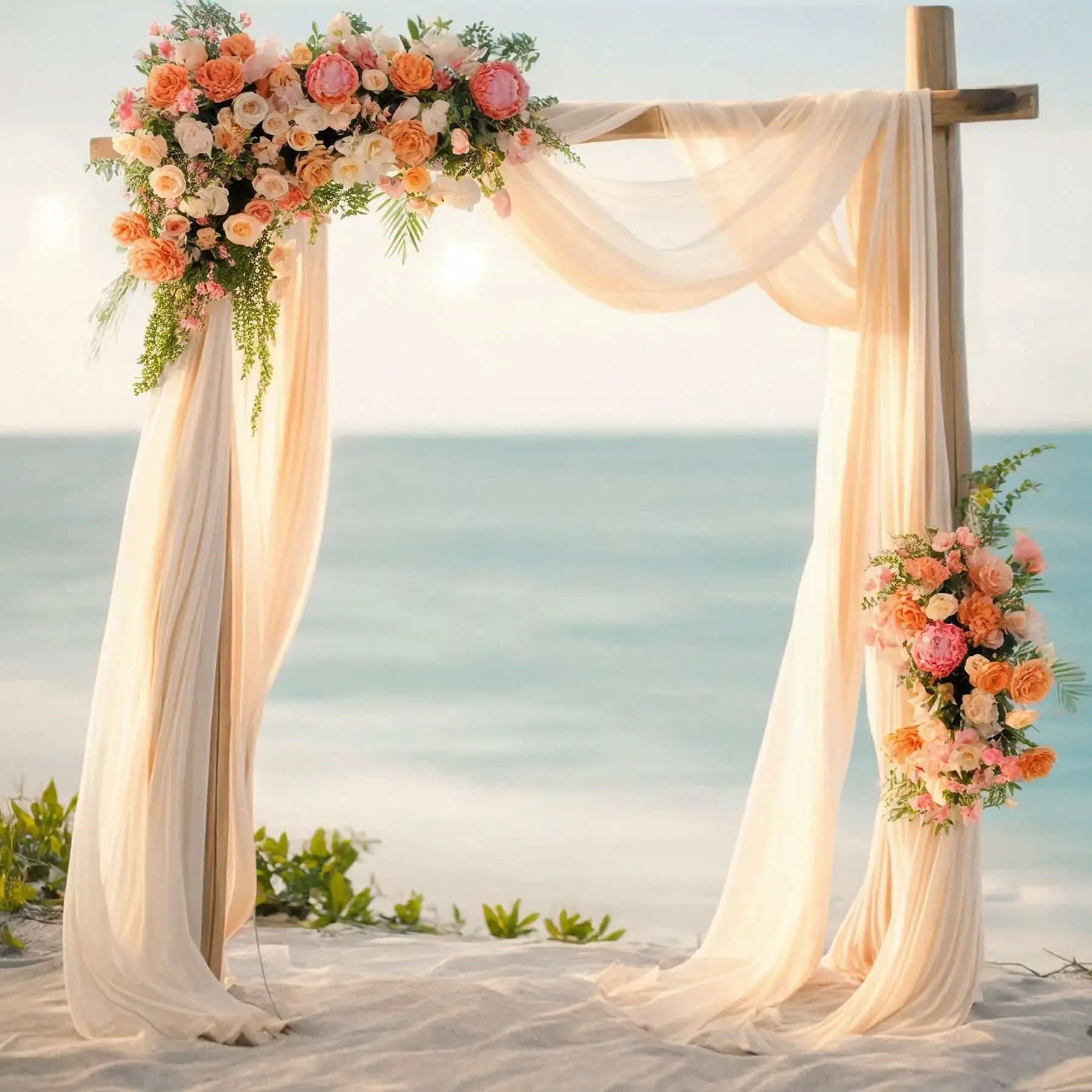 

6/10M Chiffon Fabric Drapes for Wedding Arch Ceremony Reception Decorations Sheer Fabric Curtains for Party Stage Bridal Shower