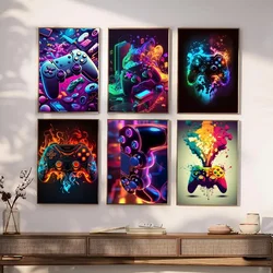 1PC Neon Game Controller Gaming Print Poster Paper Waterproof HD Sticker Bedroom Entrance Home Living Room Bar Wall Art Decor