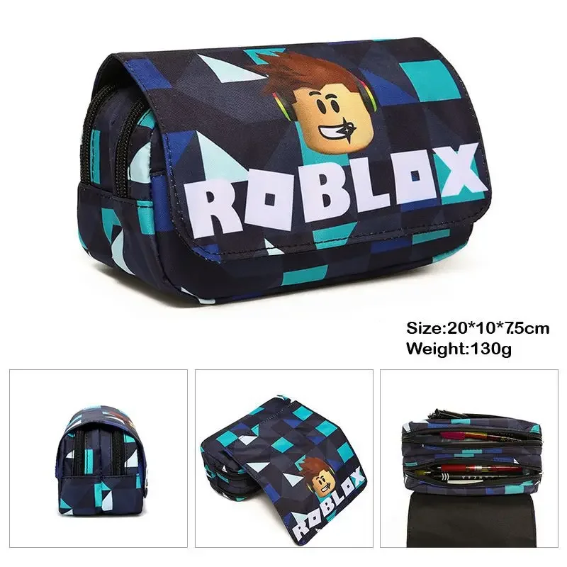 Robloxing Anime game Canvas PencilCases High Capacity Pen Bag Cute Cartoon School Stationery Pencils Bags For kids birthday gift