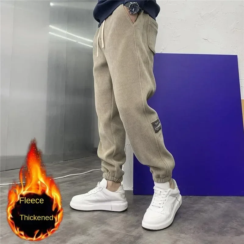 

New Winter Fleece Pants Men Warm Thick Casual Harem Pants Plus Velvet Sweatpants Male Trousers Fashion Joggers sweatpants