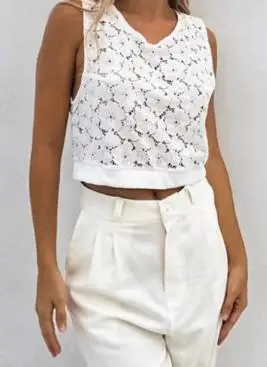 

Women's Tank Top New Lace Hollow Jacquard Short Vest for Spring and Summer 2025, Simple and Versatile for Casual Commuting