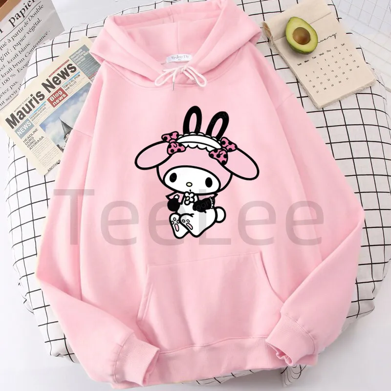 Pink Hoodie Women Streetwear My Melody Pullover Sweatshirt Anime Unisex Kawaii Clothes Spring Harajuku White Women Hoodies