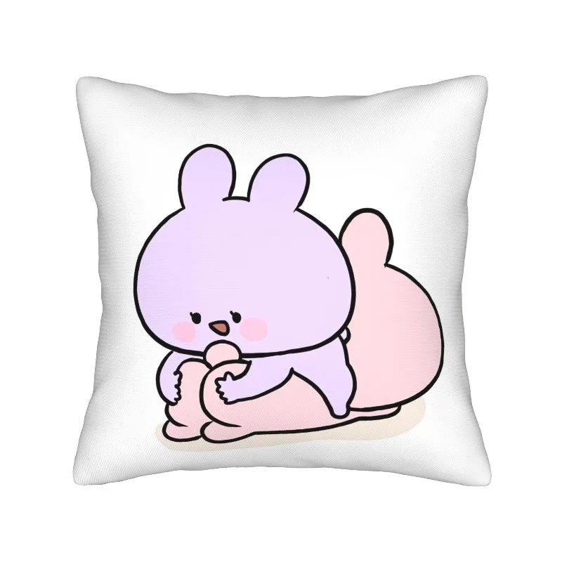 Cute cartoon rabbit pillow cover cute animal print decorative cushion cover 18x 18 inch with zipper machine washable