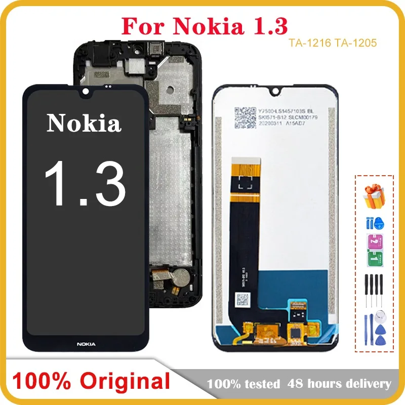 

100% Original For Nokia 1.3 LCD Display Touch Screen With Frame Digitizer Replacement Parts For Nokia 1.3 TA-1216 TA-1205 LCD