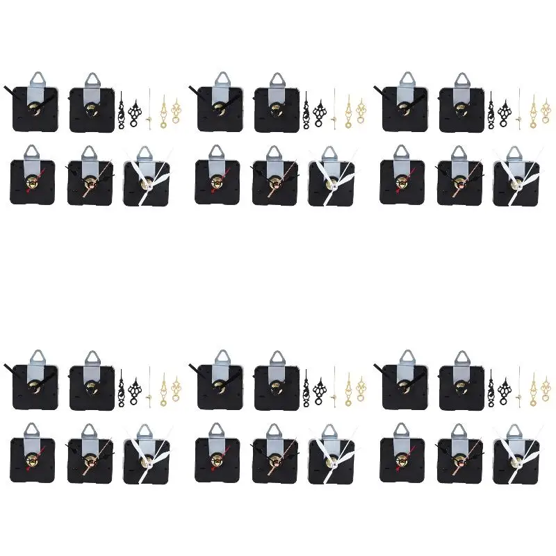 6Pack X(5 Pcs Clock Movement Mechanism Parts Silence Quartz DIY Wall Clock with 7 Different Pairs Clock Hands Replacement Kit
