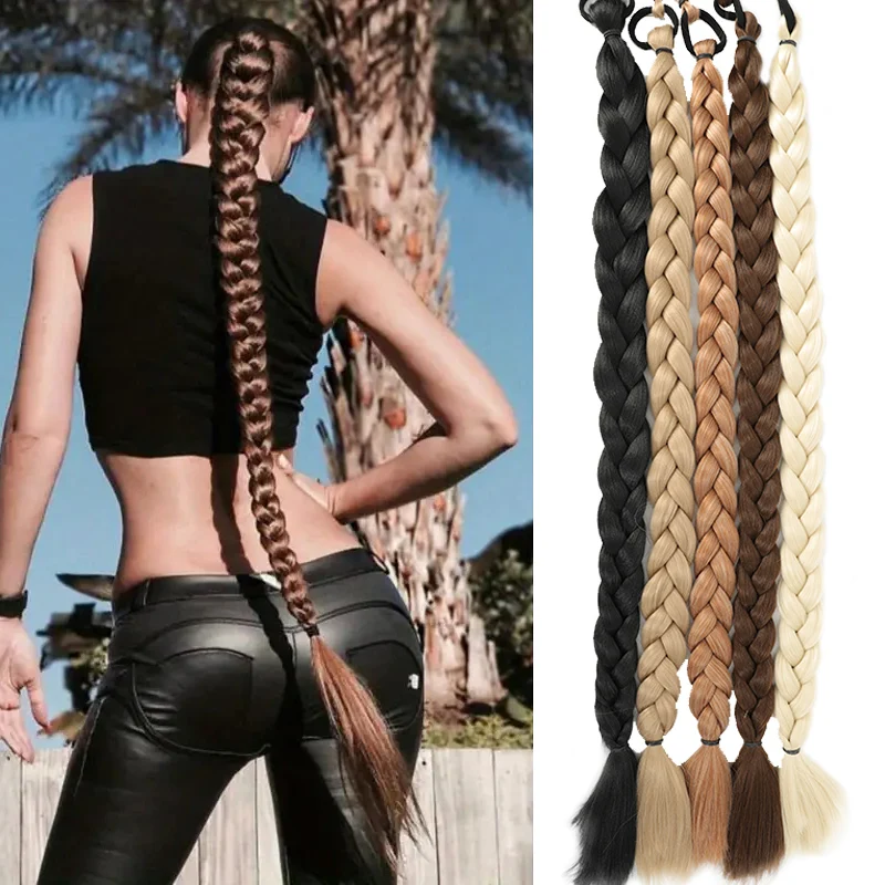 Boxing braid Fried Dough Twists braid super long ponytail female wig synthetic wig ponytail wig wear simple daily party use