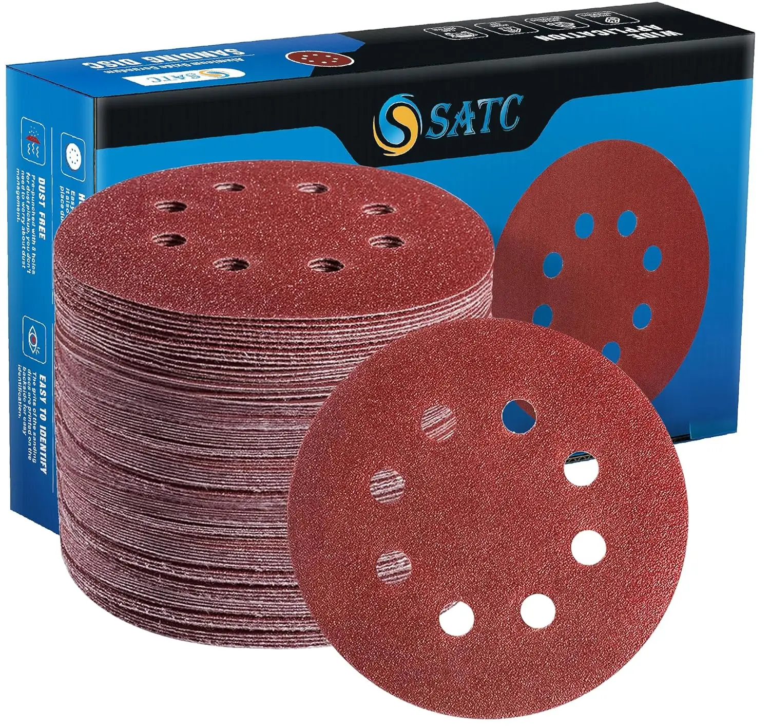 

72 PCS 5 Inch Hook and Loop Sanding Discs for Orbital Sander, Grits 40-320