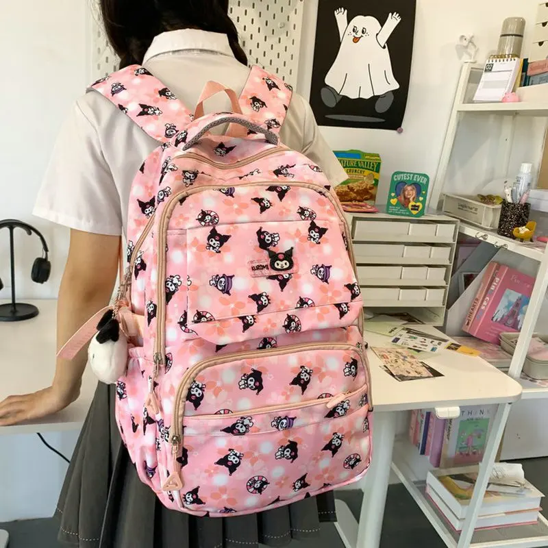 Kuromi Girls Backpack Cute School Bags For Student Teens Girls Pockets Women Laptop Backpack