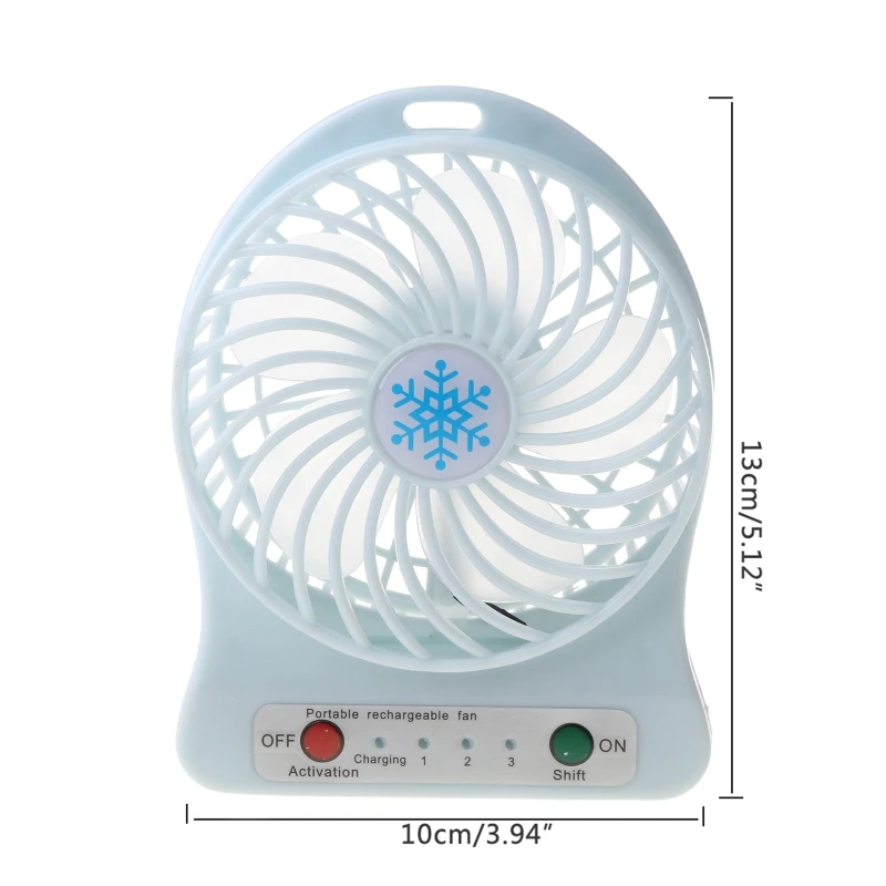 Ventilatori da tavolo robusti ricaricabili USB da piccola scrivania con 3 velocità, ventilatore portatile personale per camera
