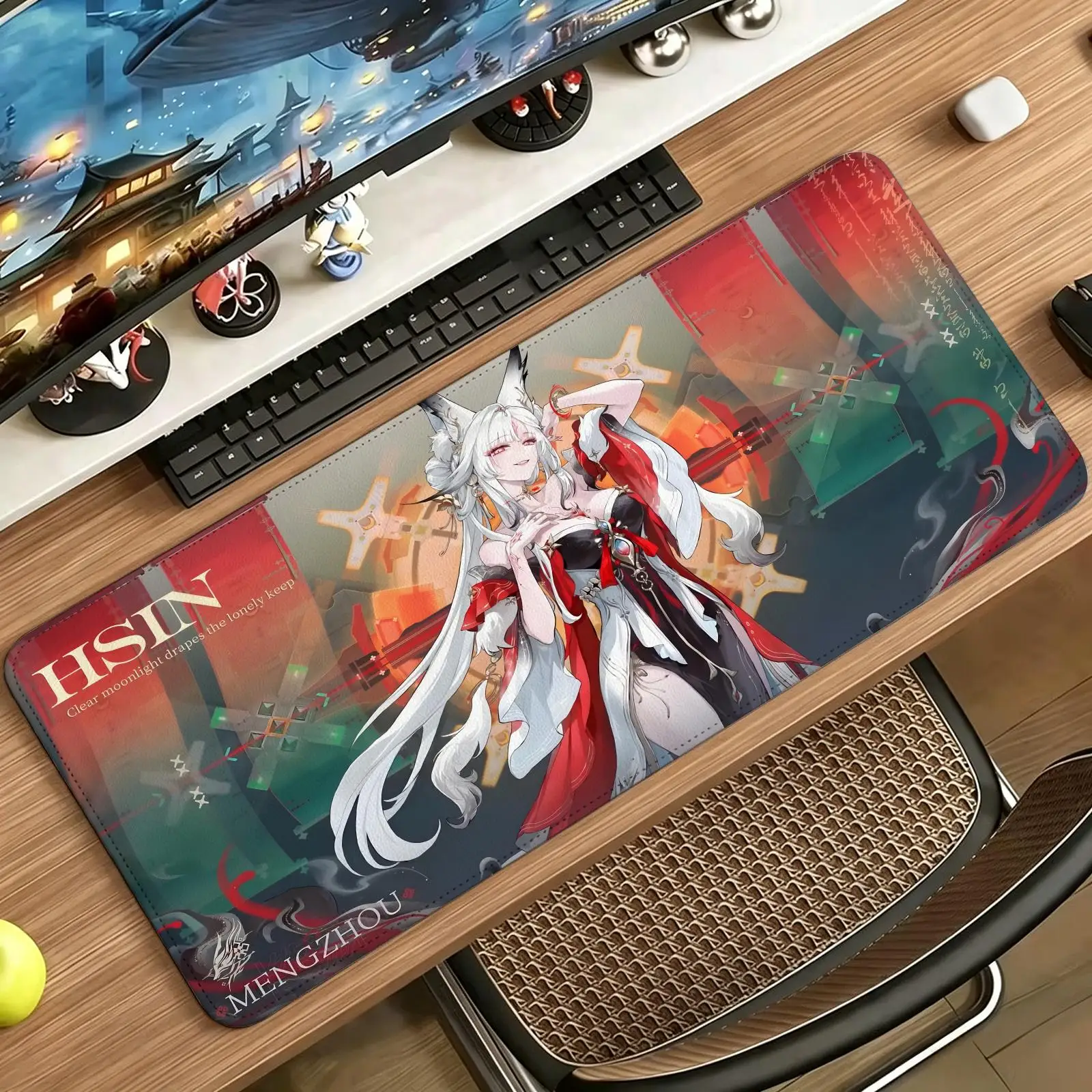 Podkładka pod mysz Esports, podkładka gamingowa, obszyte krawędzie, mata na biurko komputerowe, podkładka pod mysz w stylu anime Wuthering Waves Hsin — zdjęcie produktu 3
