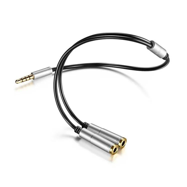 Kabel Adaptor Audio 3.5Mm 1 Ke 2 Kabel Pengisi Daya Adaptor Audio Telepon Headphone Mikrofon Pria Ke Wanita