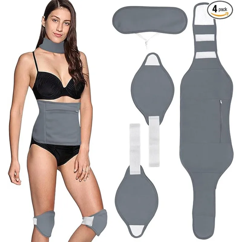 4pcs Castor Oil Pack Waist Neck Wrap Liver Abdomen Muscles Large Waist Bag, Leak-proof, Washable and Reusable Waist Support