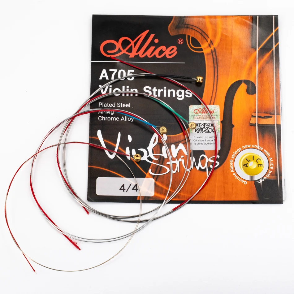 Alice A705 Violin Strings Set Stainless Steel Chrome Alloy Winding Steel Core 4 Strings/ Set for 4/4,3/4,1/2,1/4,1/8