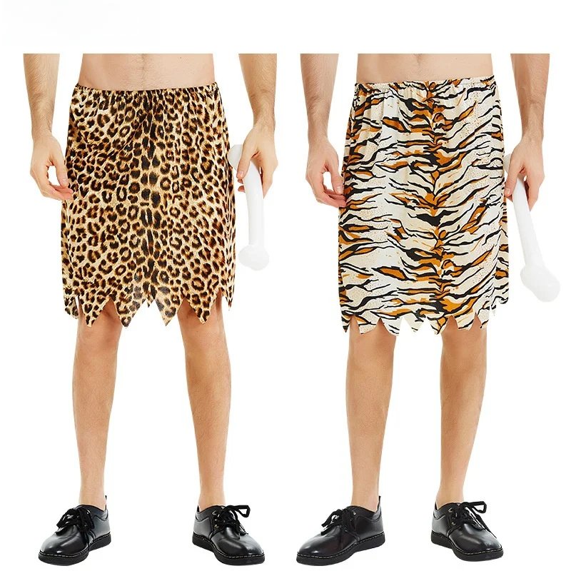 

loween Festival Par Clothing M Original Wild Man f Skirt Tiger Skin Patterned Polyester Fiber Costume Skirt