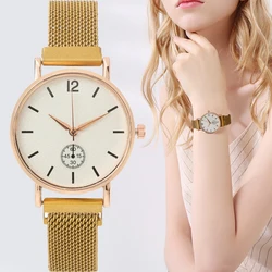 Montre femme Fashion Webbing Steel Strap Watch Style simple, sportif et décontracté Montre à quartz boussole pour femmes