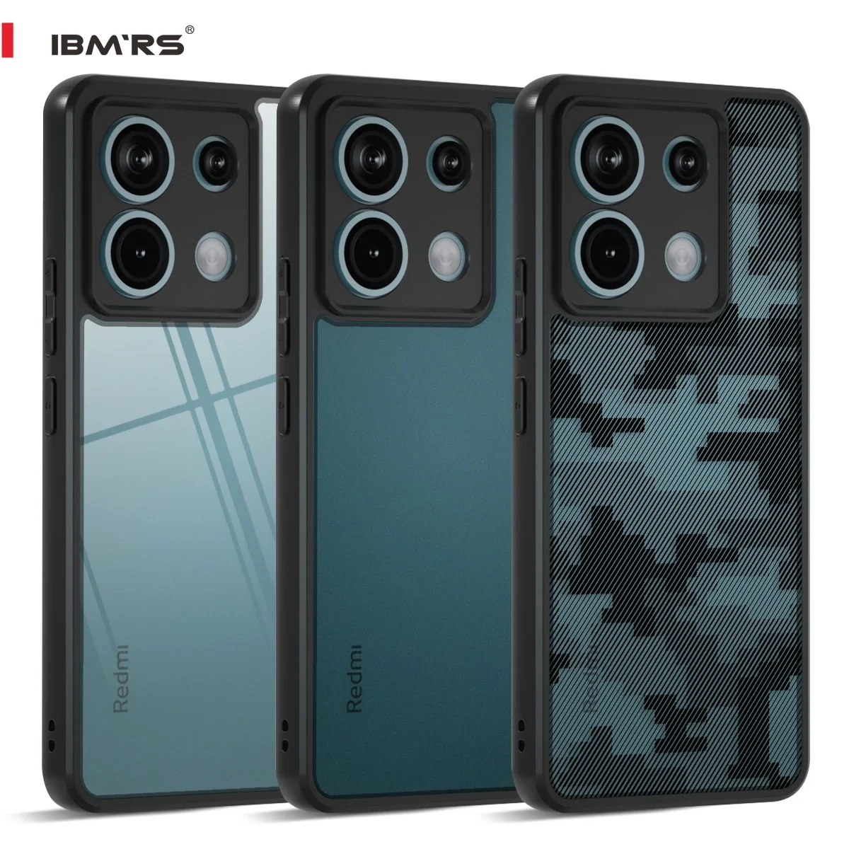 ibmrs for Xiaomi Redmi Note 13 pro 5G/Poco X6 Anti-Fingerprint Camo Case ,matte Clear transparent phone protective case