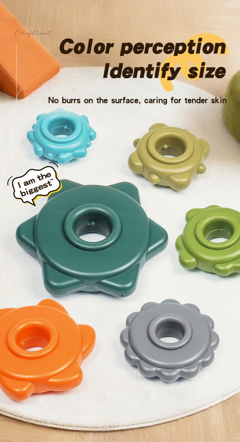 Rainbow Twist and Stack Bunte Nistringe 1-3 Jahre altes Baby und Kleinkind Twist Tower Früherziehung Lernspielzeug, Kinder – Detail 5