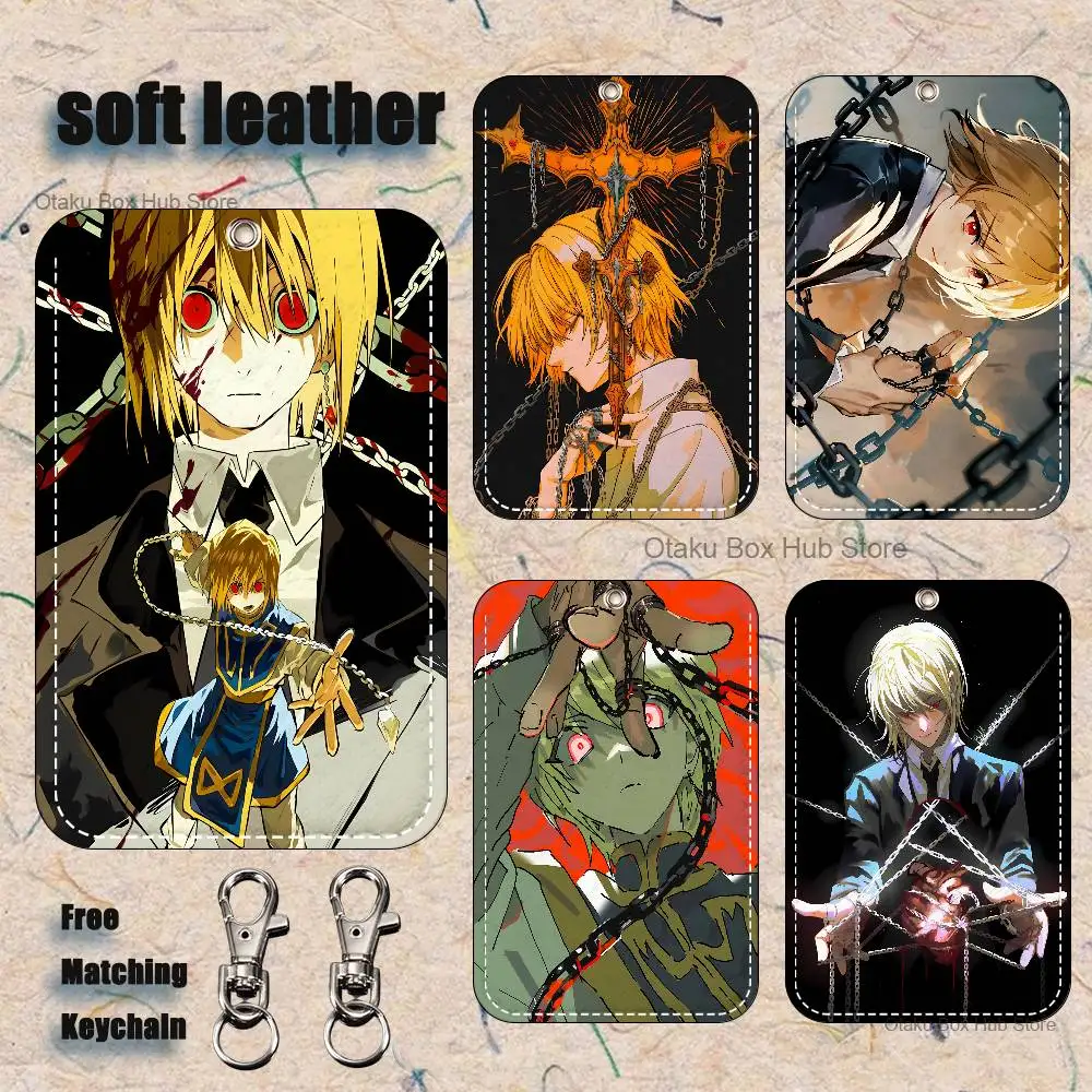 

H-HunterS X K-KurapikaS H-Hunter Pattern Leather Card Holder Keychain Key Ring Door Lock Access Tags ID Card Case Keychain Card