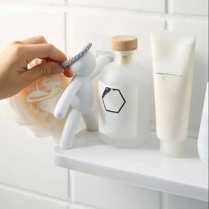 

1pc Small Person Storage Rack Cartoon No Punch Storage Rack Toilet Bathroom Cosmetics Storage Rack Seasoning Jar Sorting Rack