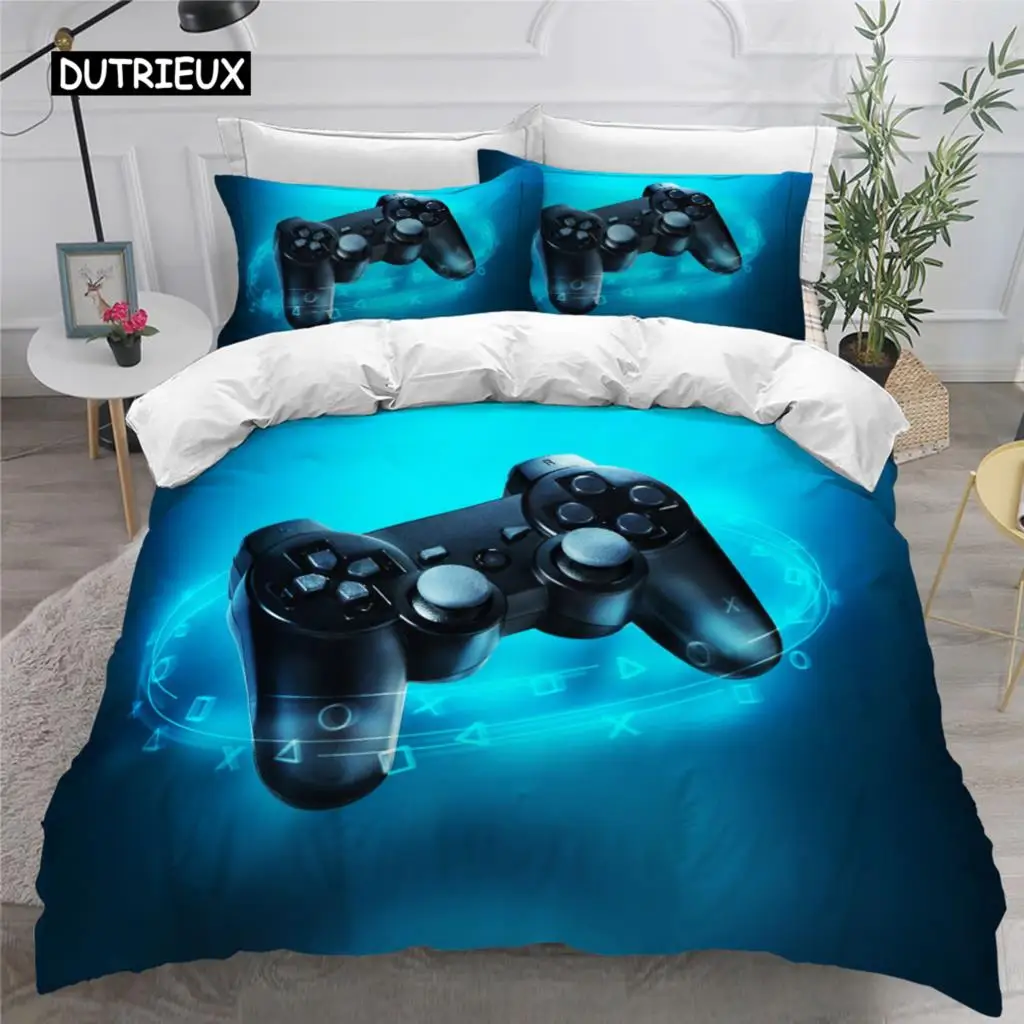 Gamer Duvet Cover Set for Boys Gaming Bedding Set for Teen Video Game Comforter Cover Playstation King Size 2/3pcs Quilt Cover