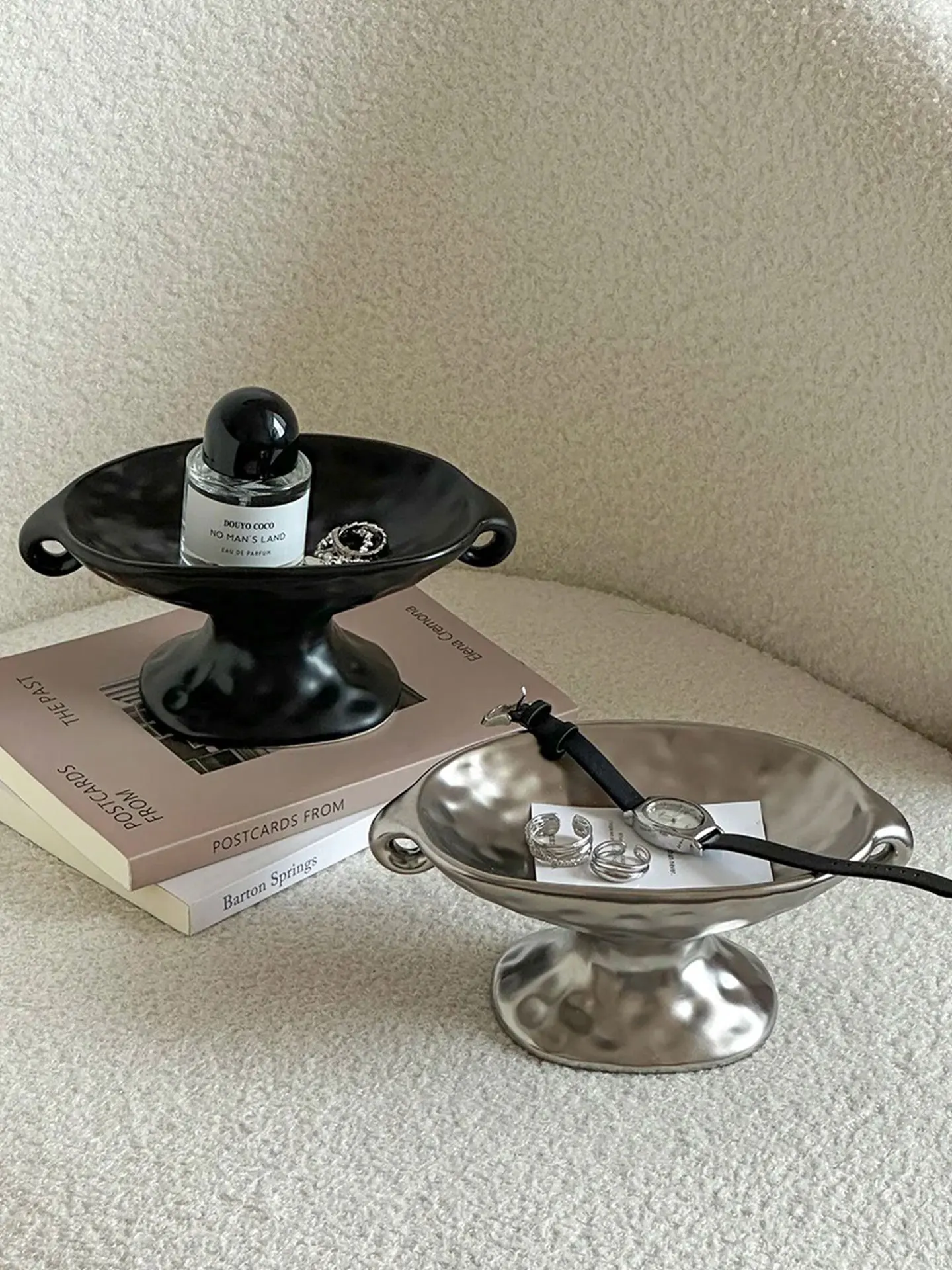 Aromatherapy Jewelry Tray, Double-ear Ceramic Storage , Live Broadcast Room Makeup, Ear Soap Dish with High Stand