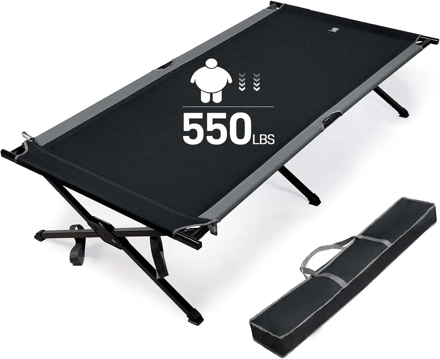 Oversized XXL Extra Wide Folding Camping Cot Bed for Adults, Heavy Duty Sleeping Cot with Carry Bag, 84.3 x 41.9 Inches, Supports up to 550 lbs