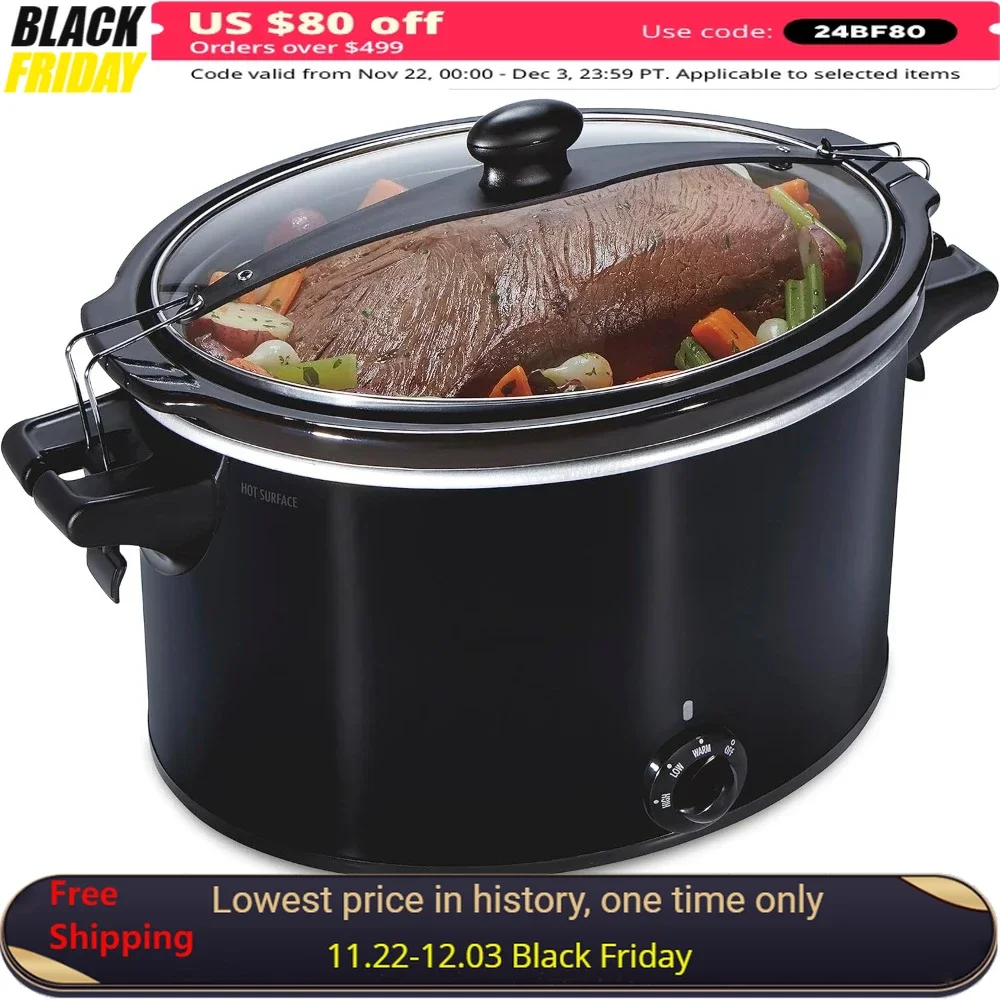 

10 Quart Slow Cooker with Lid Lock, Dishwasher Safe Crock, Portable Slow Cooker