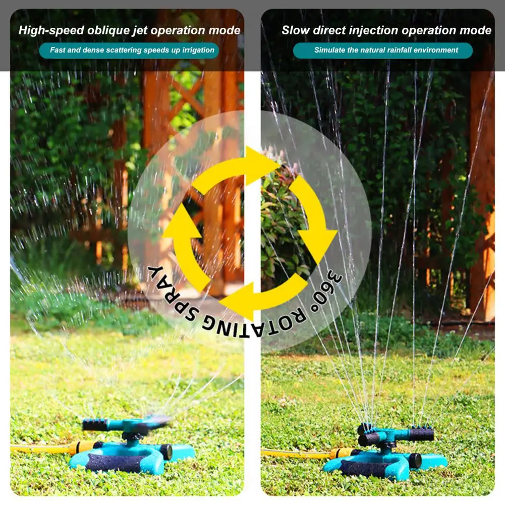 1 Set Garden Sprinkler Controllable Watering Range Auto Rotation Hydraulic Drive Butterfly Base 3 Propeller Nozzles Irrigation S