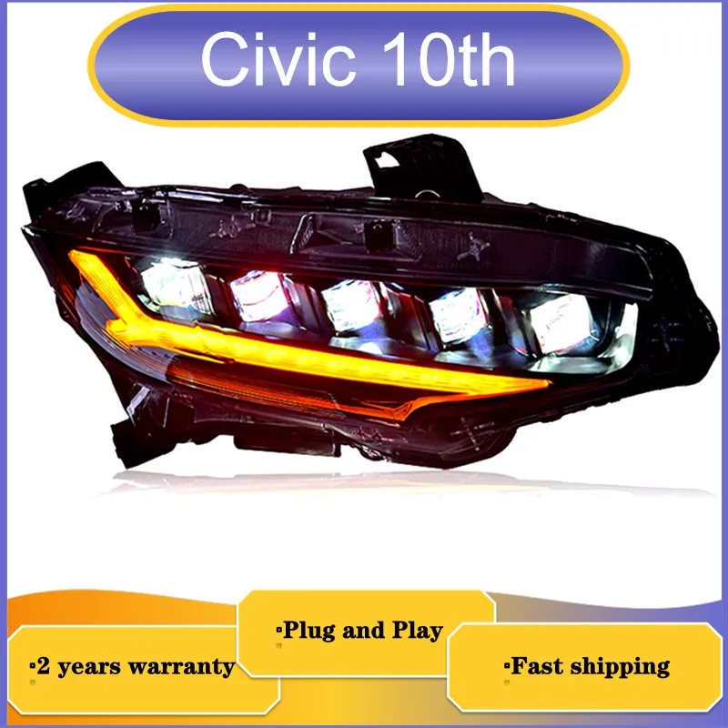 

Car Accessories for Honda Civic 10th Headlight 2016-2021 Civic Head Lamp DRL Dynamic Turn Signal High Beam Projector Lens